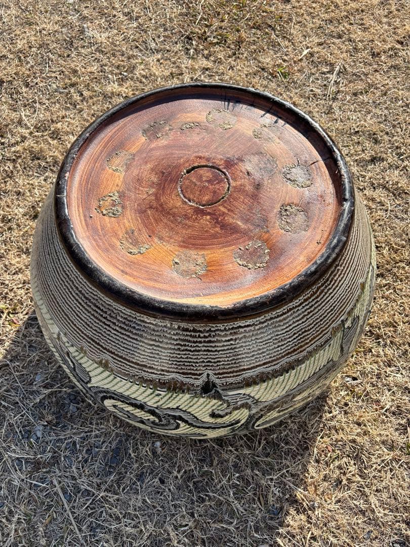 専用出品です。 大型火鉢　装飾的な模様の 陶器　昭和初期　昭和レトロ