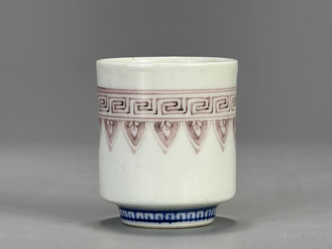 日本茶道具　煎茶碗　和気亀亭　紅釉文杯　一対