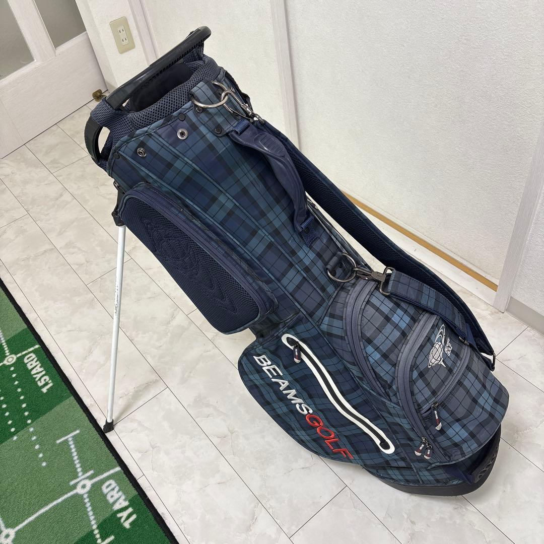 BEAMS GOLF スタンドキャディバッグ ネイビー・チェック