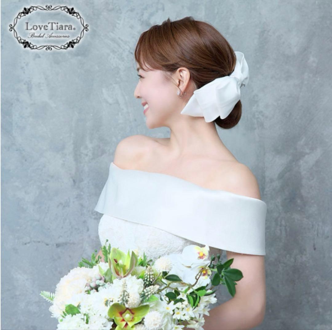 ホワイトリボン　ヘアアクセサリー　ラブティアラ