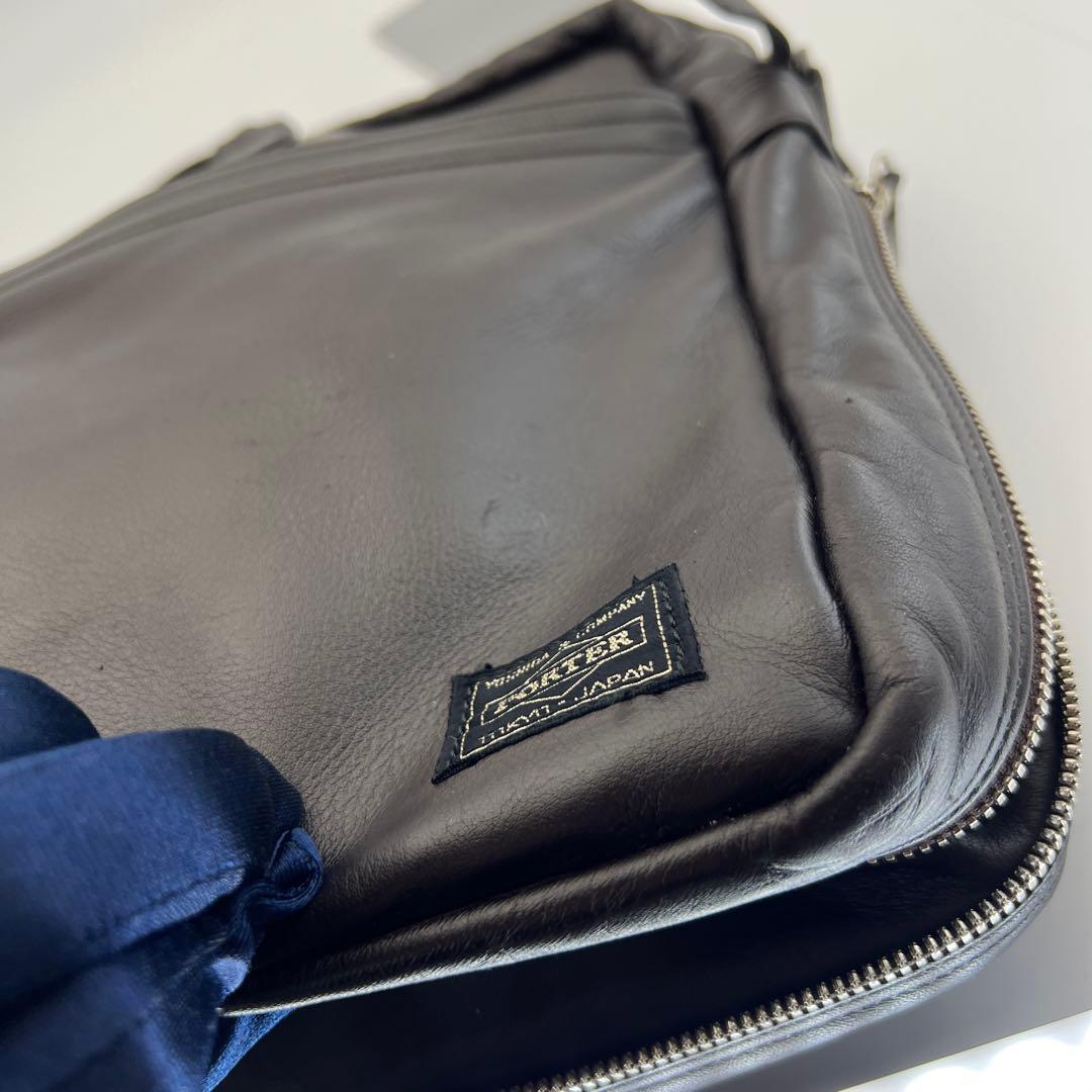 PORTER 吉田カバン レザーブリーフケース 茶 ブラウン A4可 旧ロゴ