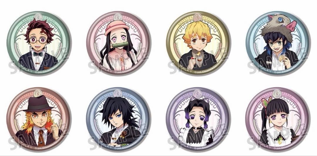 601く 鬼滅の刃　キューポット　缶バッジ　全8種類