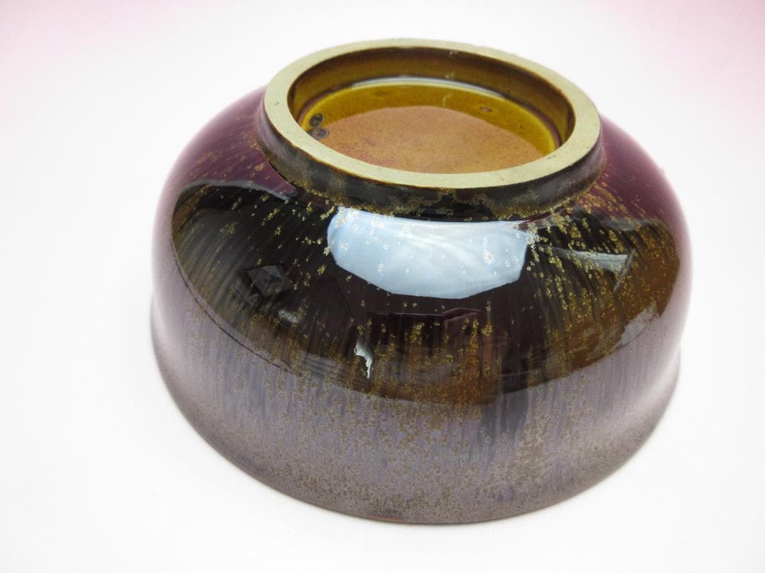 時代 九谷 雪花 金彩 鶴紋 茶碗 検) 明治期 大正期 昭和期 70916