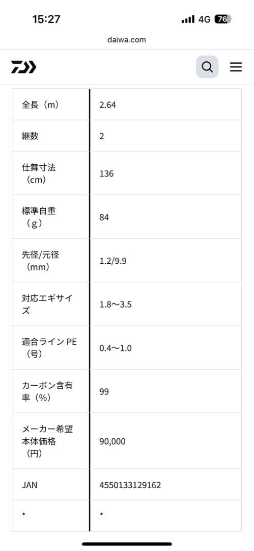 ダイワ　エメラルダス　ストイスト　RT 88ML