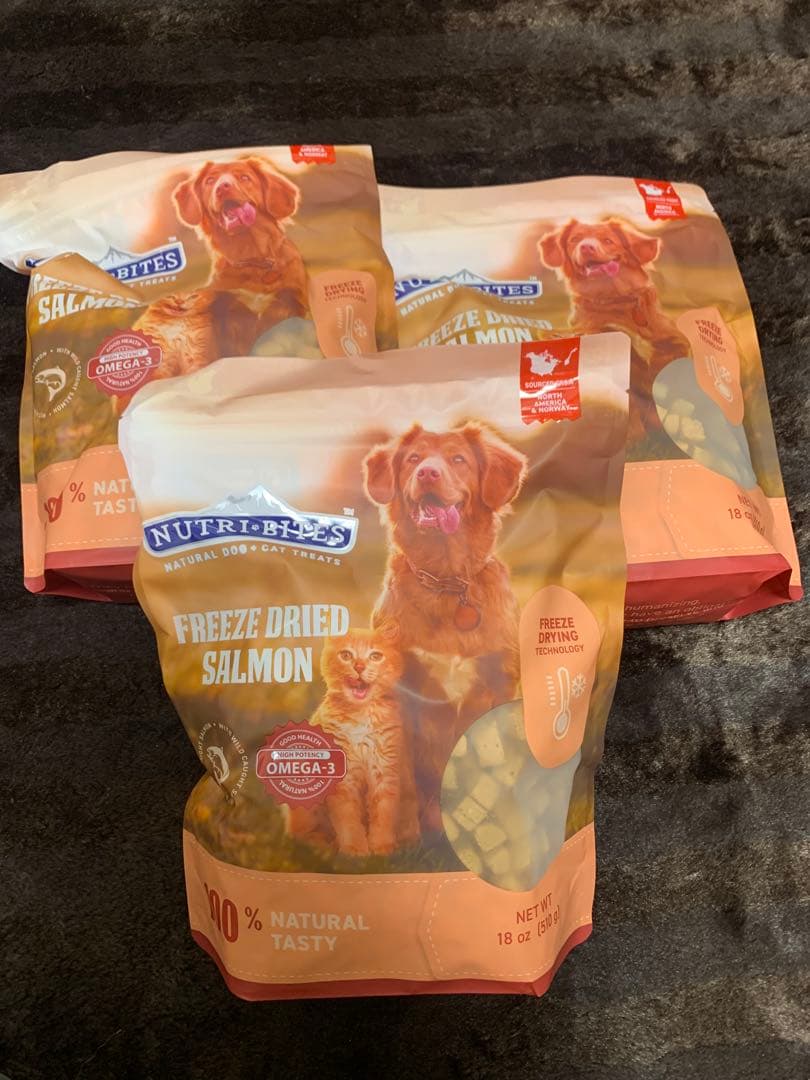 NUTRI BITES フリーズドライサーモン 犬猫用おやつ 510g 3袋