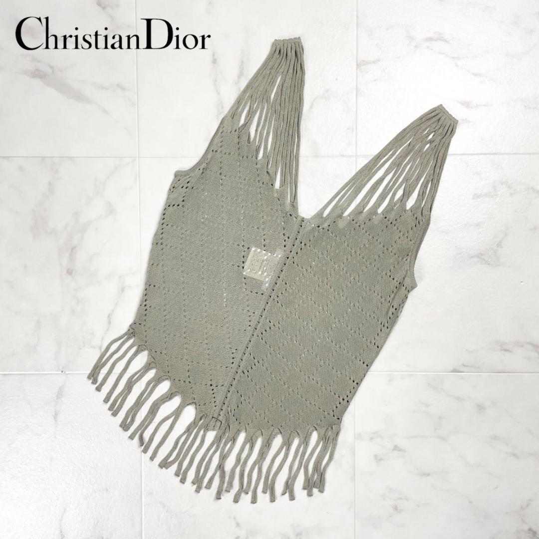 クリスチャンディオール フリンジ透かし編みキャミソール サイズ38*ED968