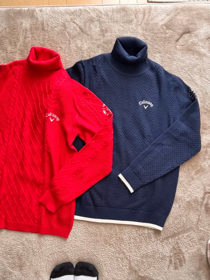 Callaway 赤 、ネイビータートルネック セーター２枚セット