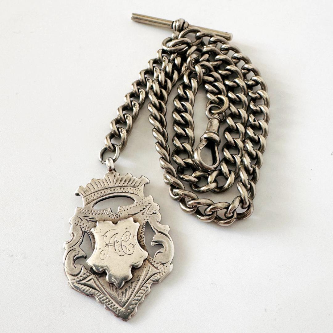 ★メキシカンシルバー★アルバートチェーン/シルバープレート/アンティーク