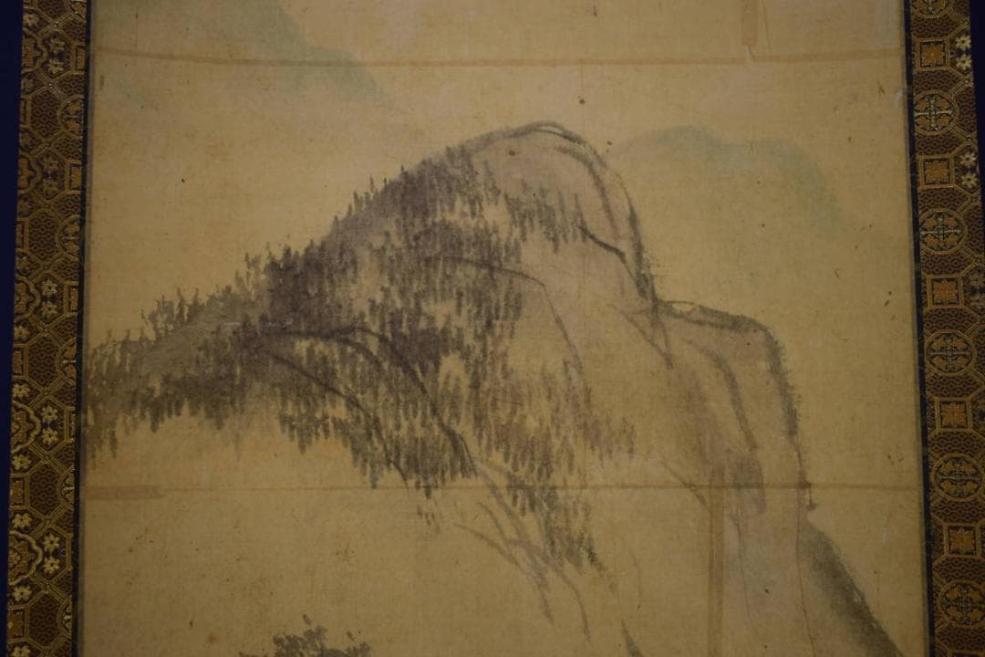 真作/森寛斎/水墨山水図/桐題箱付/布袋屋掛軸HI-672