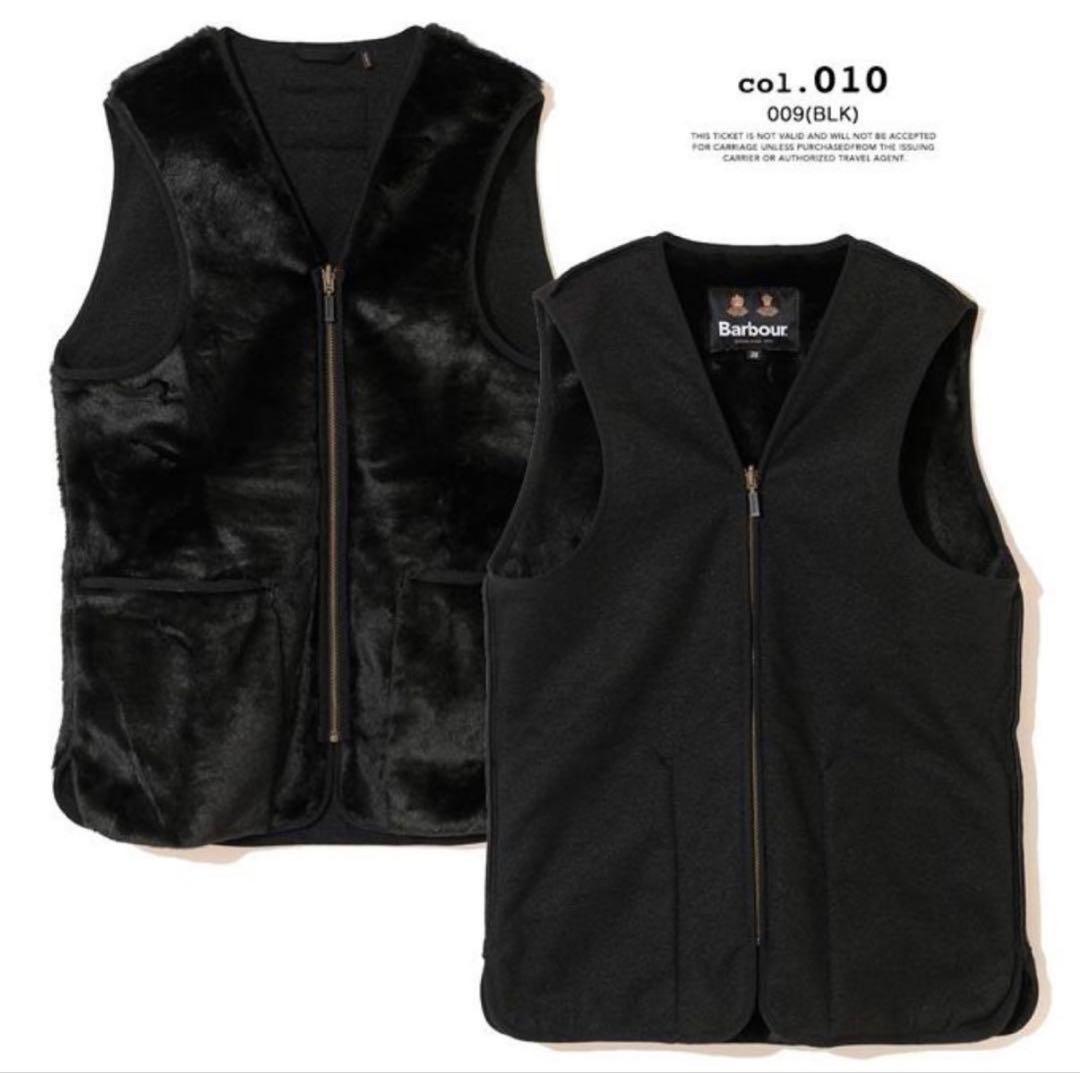【Barbour】フロントジップ ファー ライナー ベスト BLACK40