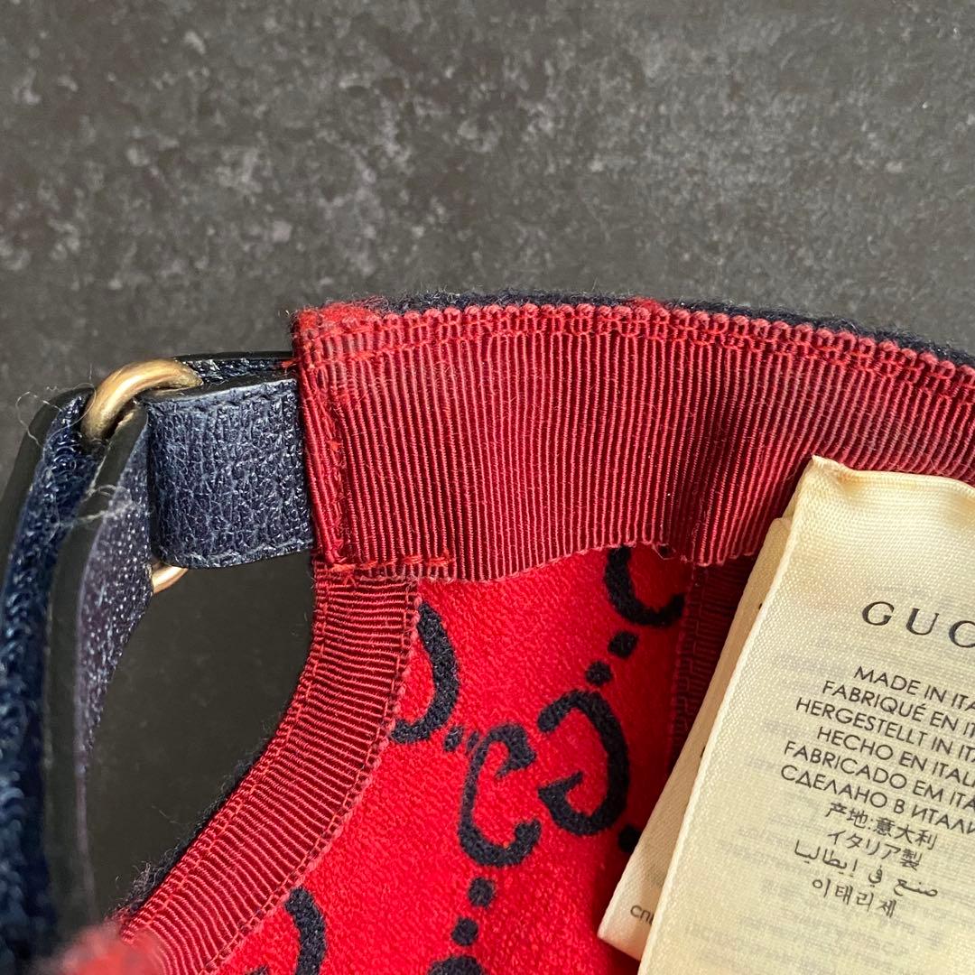 希少　グッチ　GUCCI　ベースボールキャップ　帽子　GG柄　ウール　黒　赤