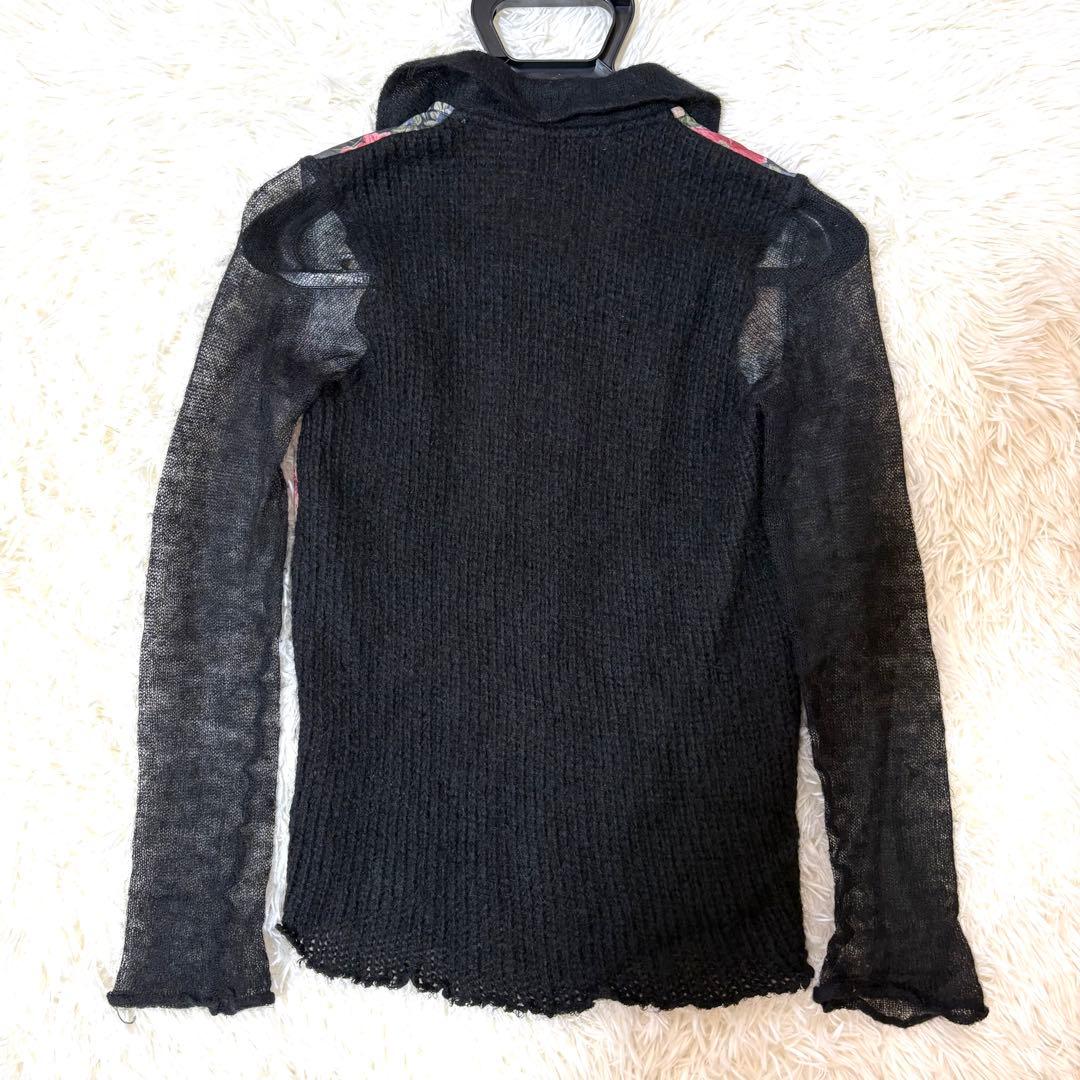 トリココムデギャルソンAD2013 花柄 切替え モヘア ニットシャツ Sサイズ