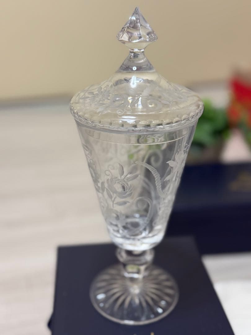 マイセン　花柄エッチングクリスタル　グラス