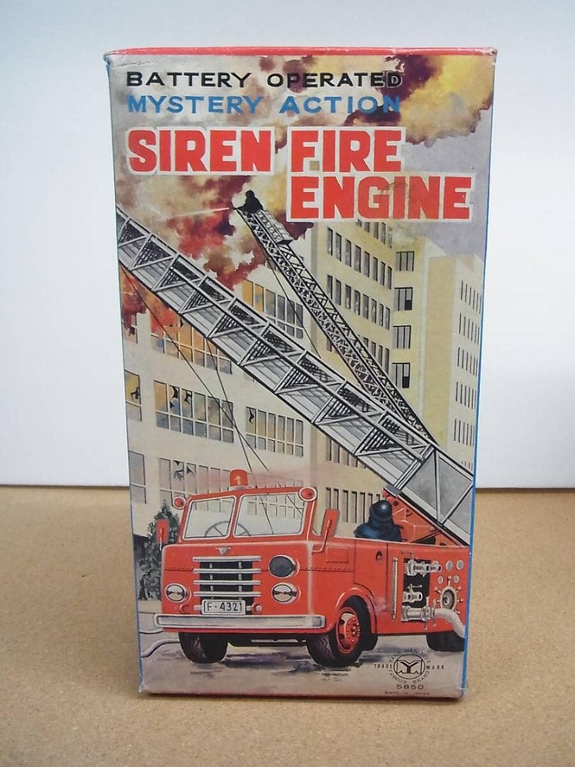 未使用　ブリキ　やのまん サイレン消防車 はしご車 ミステリーアクション　日本製