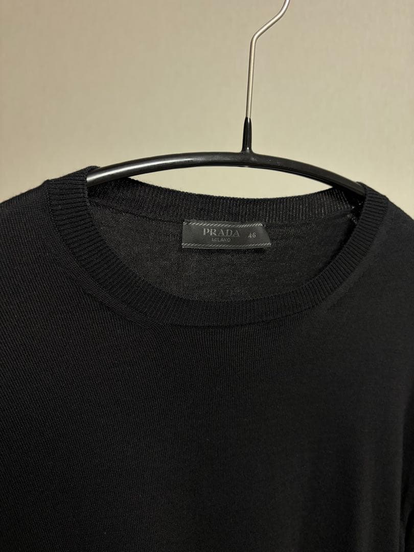 ★ PRADA プラダ コットン ニット セーター ブラック 46