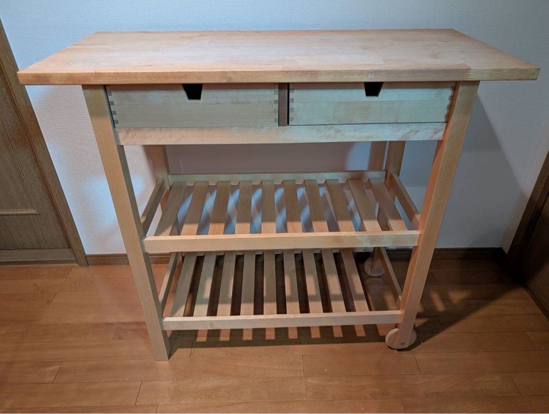 【送料込】IKEA フォルホイア キッチンワゴン 収納木製家具 動く棚 引き出し