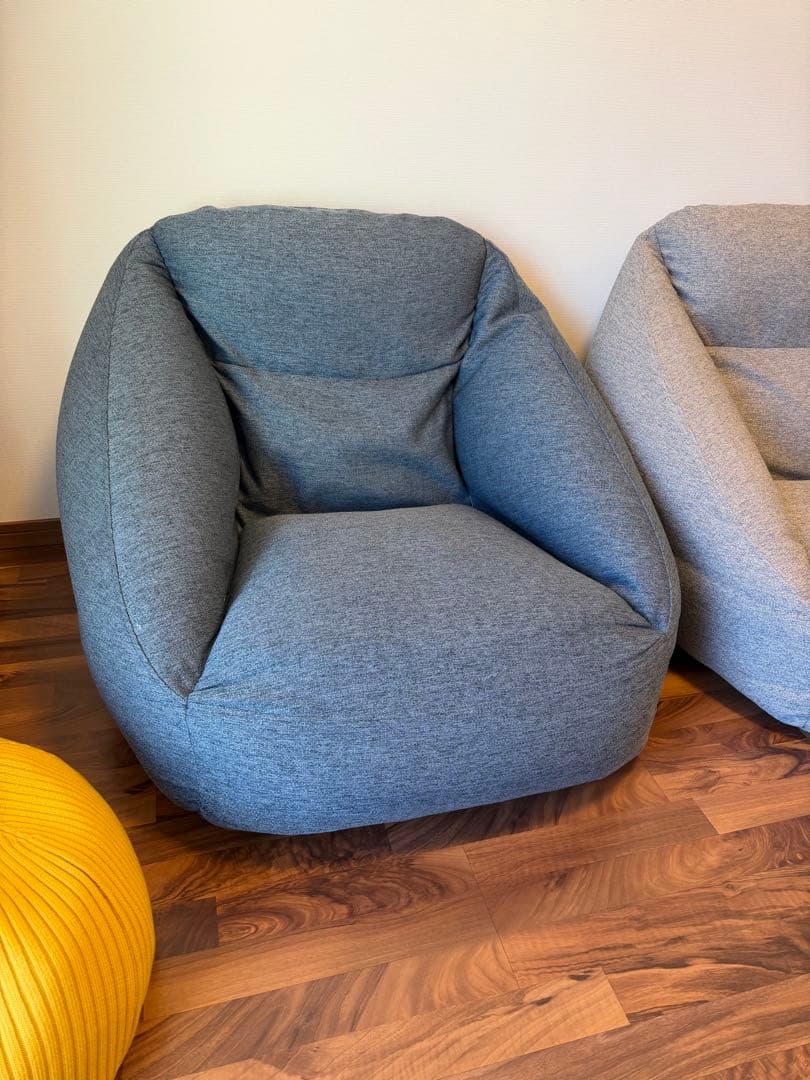 【2点セット】無印良品 空気でできたソファ　ブルー&グレー