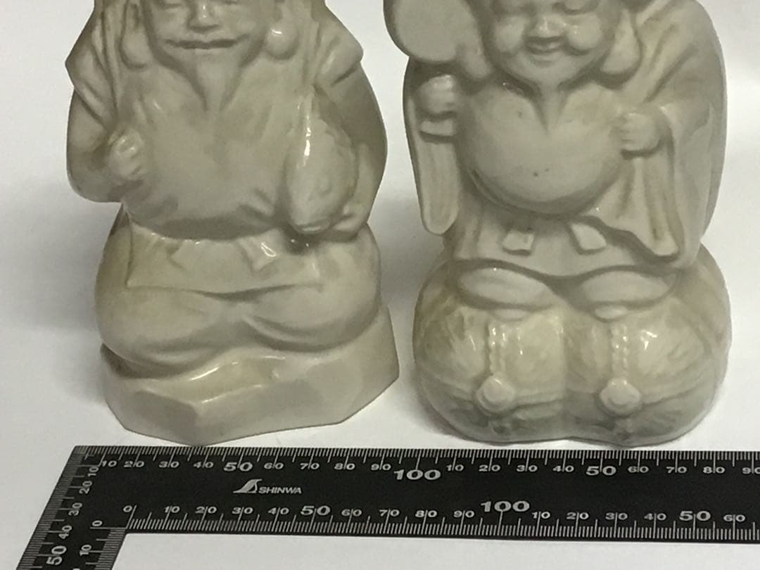 陶器製 福の神像 置物 クリーム色