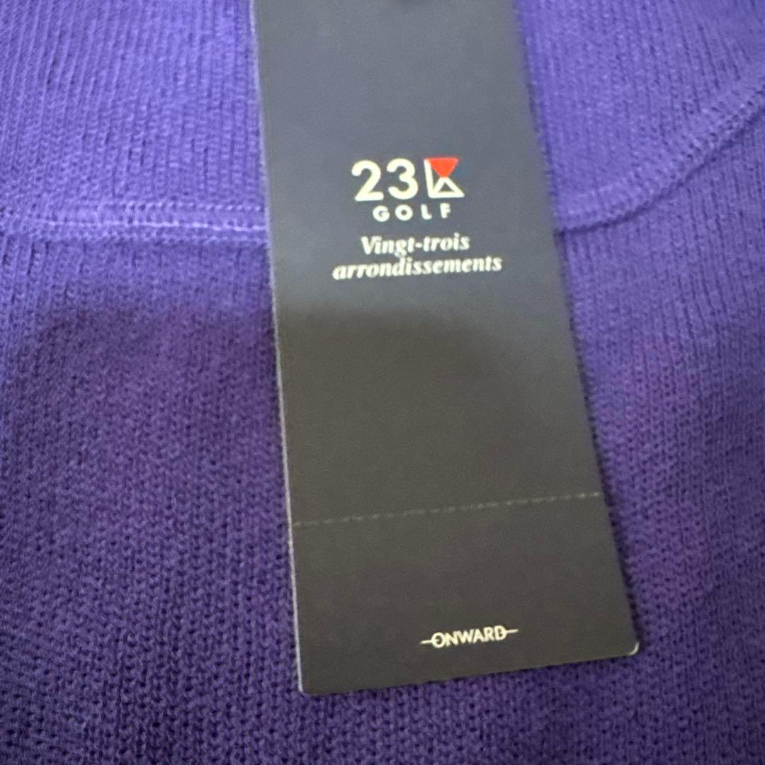 【新品タグ付】23区ゴルフ・ジップアップ　ベスト　パープル　ワッペン付　L