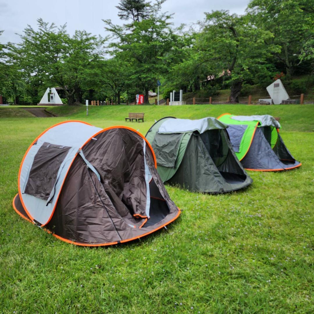 キャンプ用　テント　ポップアップテント　uv加工　BBQ　オレンジ&グレー