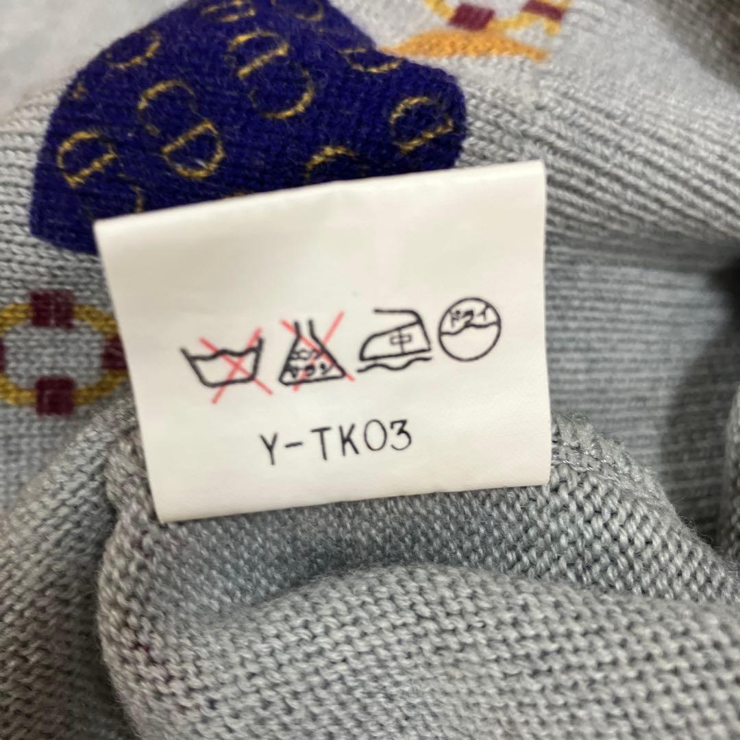 美品　90s Christian Dior ウールニット　ブルーグレー　CDロゴ