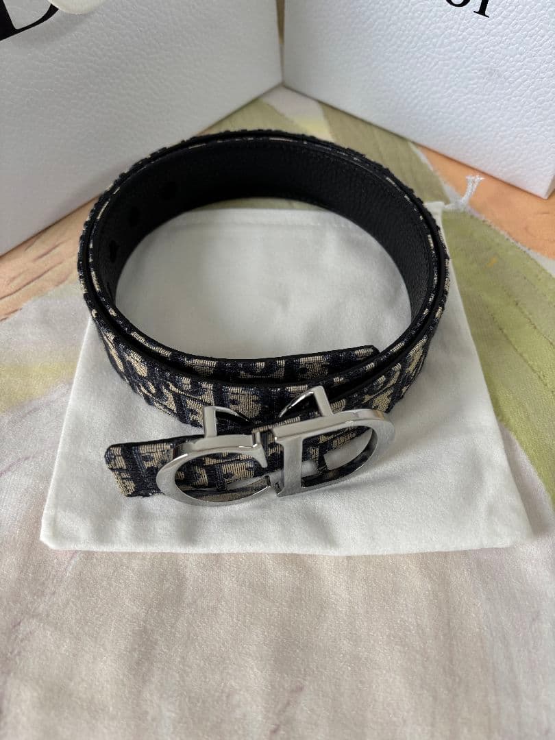 ネイビー DIOR ディオール CDロゴ ベルト ☆105cm
