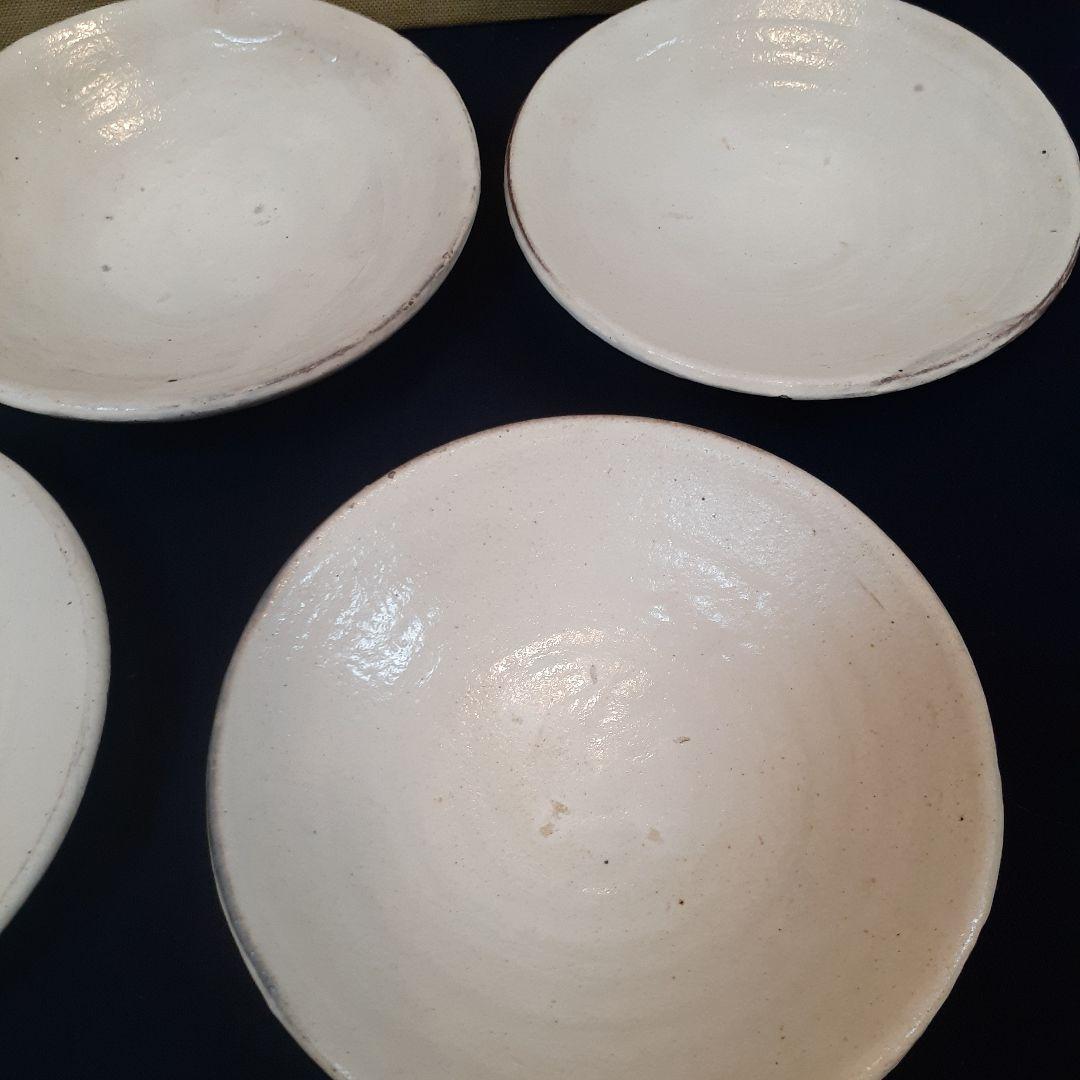 故  石田陶春 作 白丹波刷毛目四寸揃い❤️