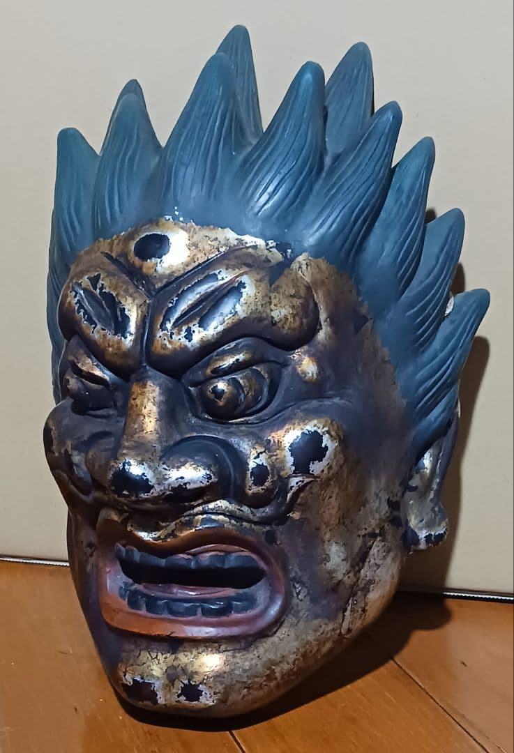 乾漆神楽面 薬師十二神将 代折羅大将 模国宝 ばさら面 壁掛け型 夜叉王