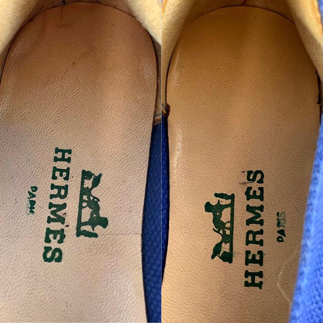 エルメス　HERMES バレエシューズ スリッポン エスパドリーユ ブルー