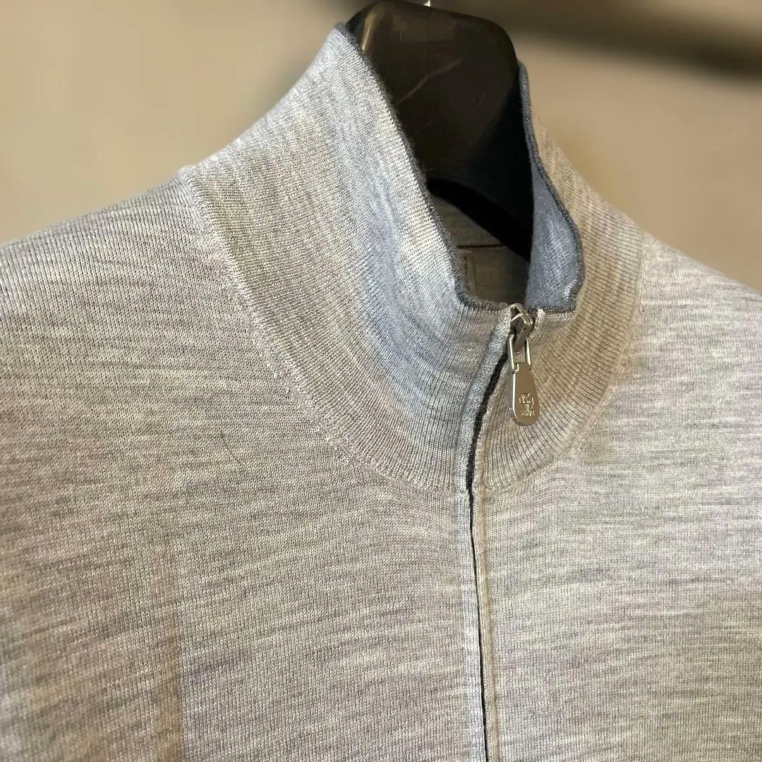 ②ブルネロクチネリ カシミヤシルク ダブルジップカーディガン ドライバーズニット