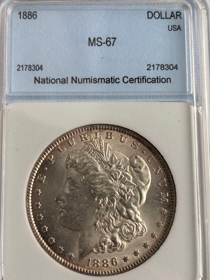 MS67 高鑑定 1886年 モルガンダラー 銀貨 1ドル 鑑定済 米国銀