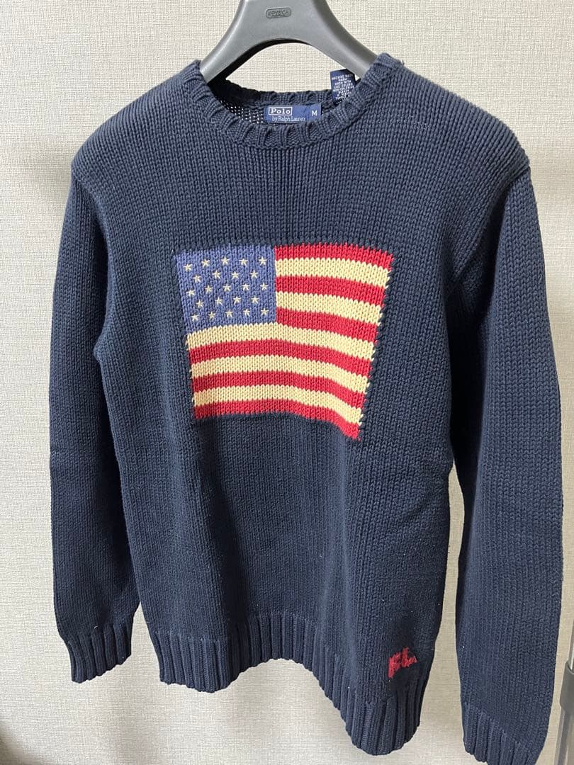 即*れ様 RALPH LAURENアメリカ国旗刺繍 ニットセーター