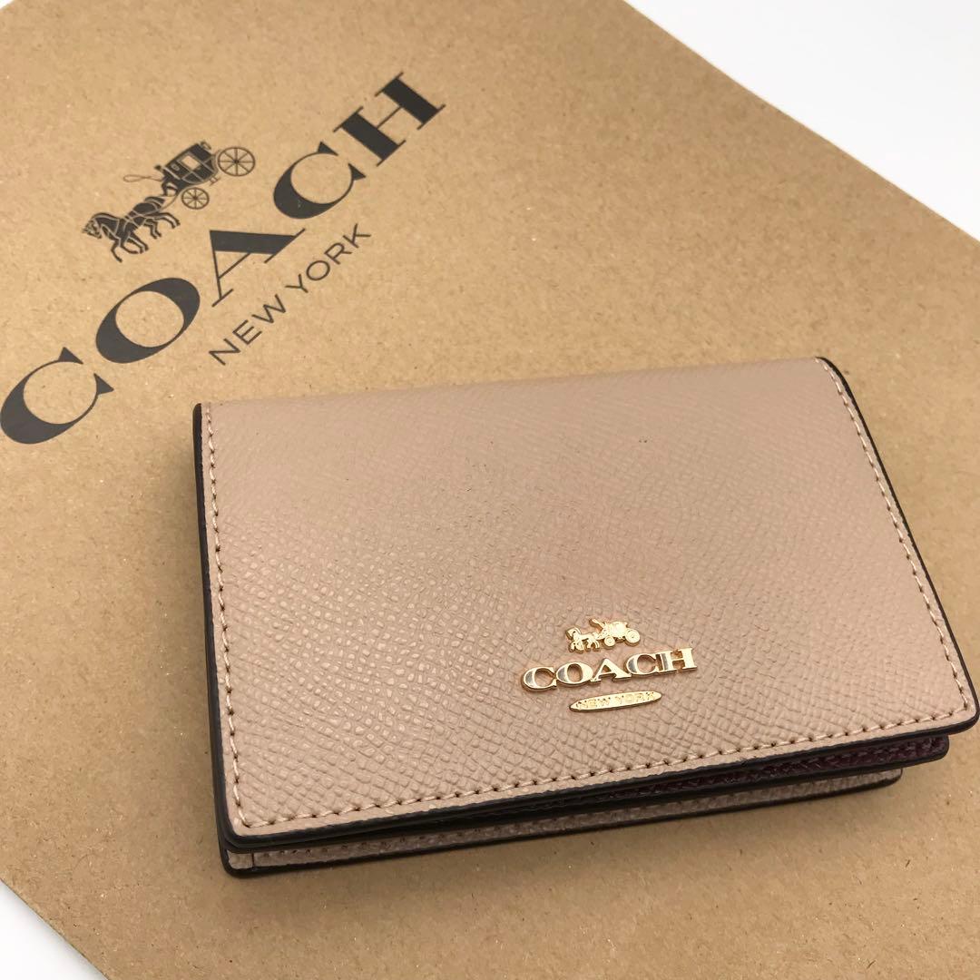 【COACH☆新品】☆☆ビジネス カード ケース☆名刺入れ☆レザー☆トープ☆☆