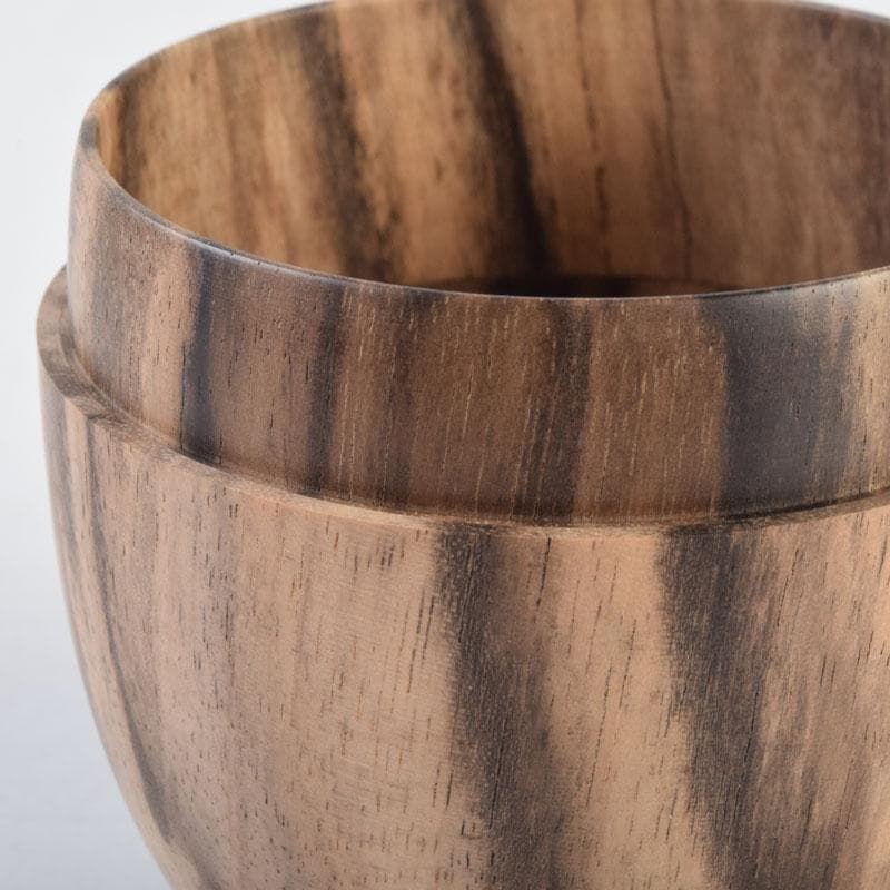 茶道具　天然木　黒柿製　無垢彫　綺麗な木目の棗　時代箱　V　8794