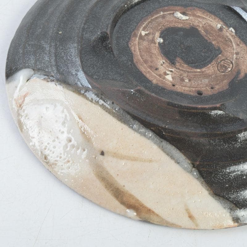 和食器　織部焼　竹里庵　葵窯　加藤春二作　草文皿　十客　共箱　V　9735