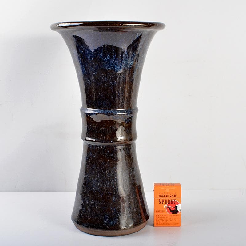 中国　海鼠釉　尊式瓶　在銘　M　R5381B