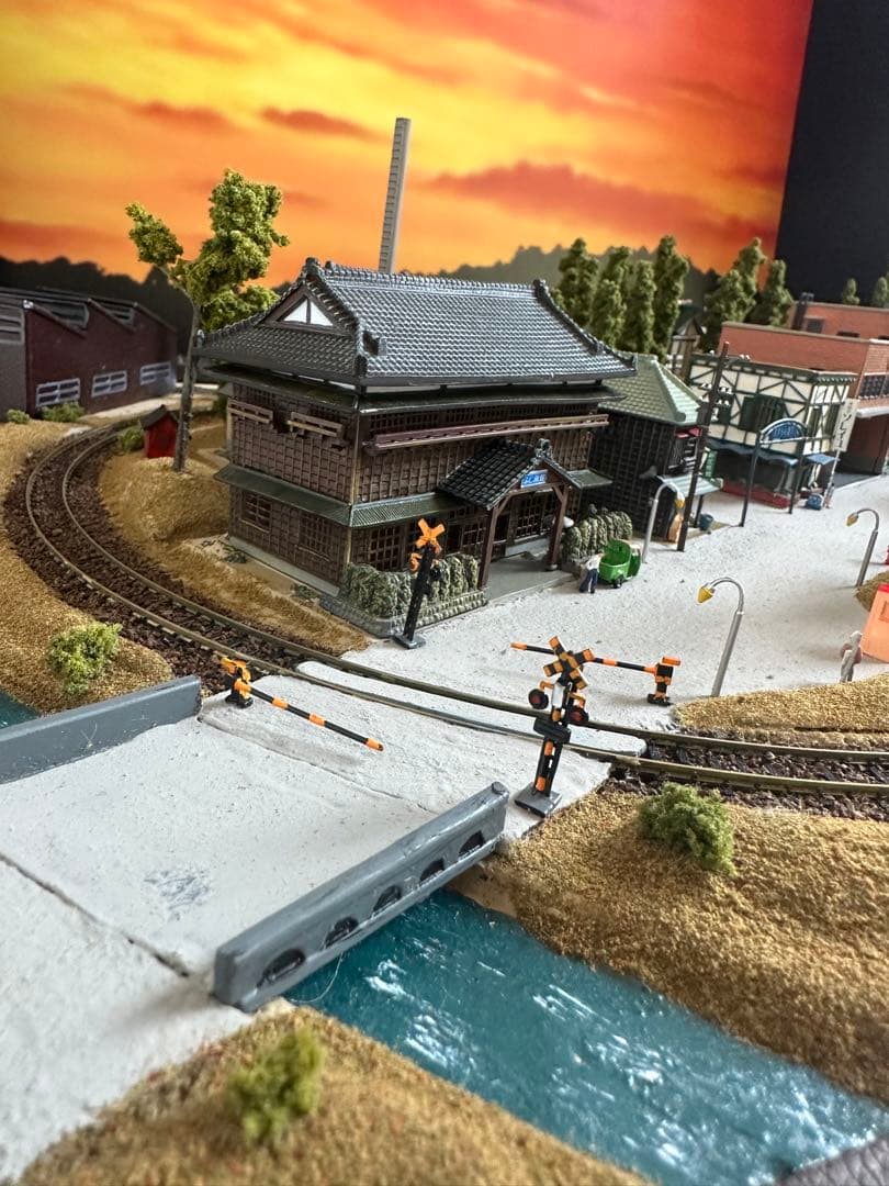ジオラマ完成版精密鉄道風景模型 駅前横丁Nゲージ 現状品 鉄道模型完成品駅電車