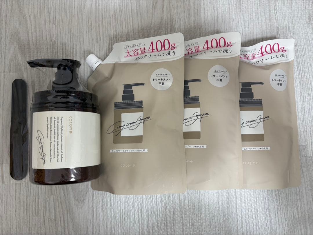 新品未使用✧ cocone クレイクリームシャンプー本体＆詰替え3個セット