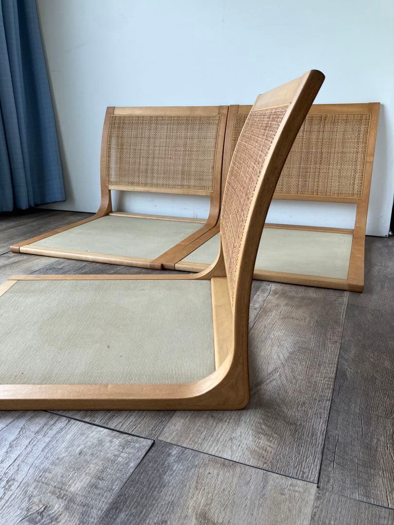 天童木工　座椅子　和モダン　こたつ椅子　ラタン　3点