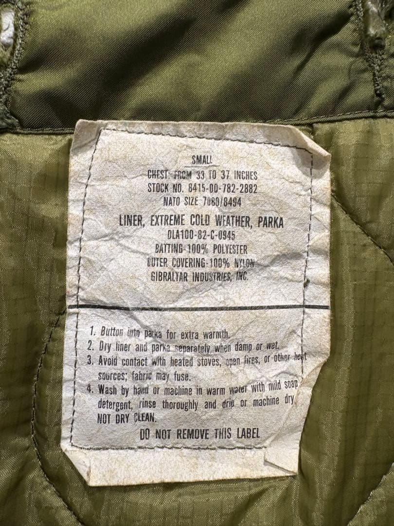 貴重サイズ　状態良好　80s M65 フィッシュテールパーカー フルセット XS