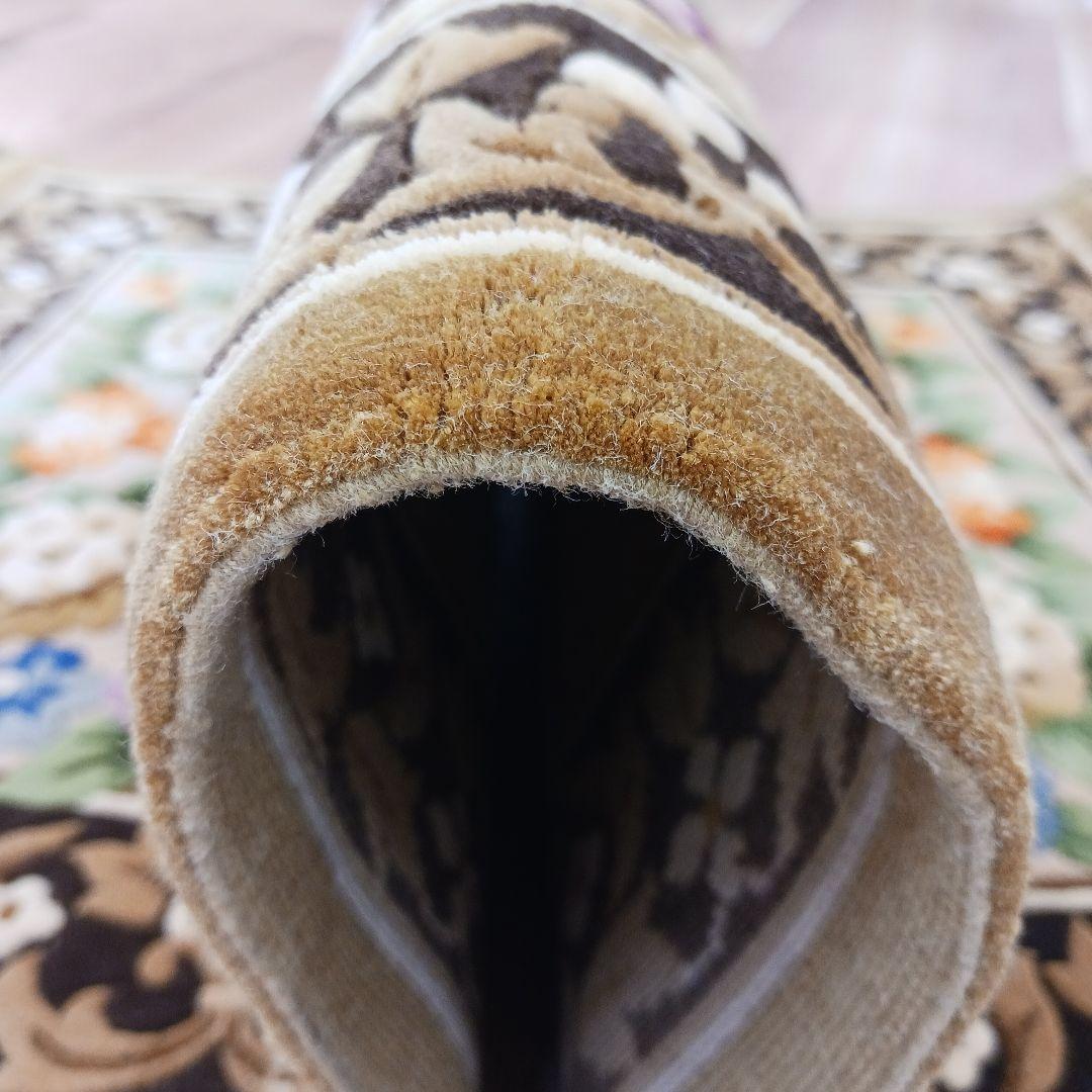 専用Y3140 中国段通 シルク100% 手織り ハンドカット 123×70㎝