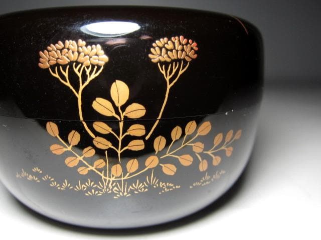 千家十職 塗師 中村宗哲 春草絵平棗 裏千家十四代 淡々斎花押　　　m172