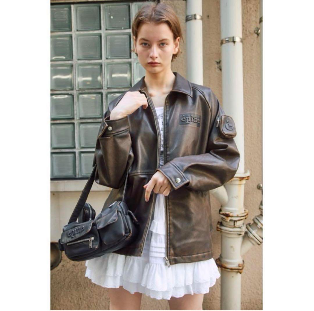 épine レザージャケット brown