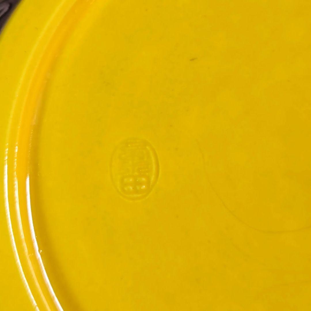 イ471 皆具『粟田焼　岡田佳山』『黄交趾　松唐草　皆具　共箱』茶道具