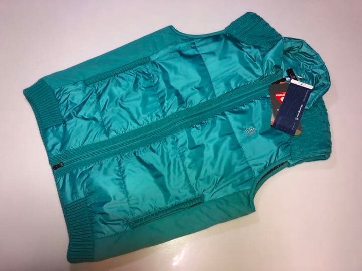 287マンシングウェア中綿入りベスト緑系Mサイズ撥水ヒートナビ蓄熱保温ジャンパー