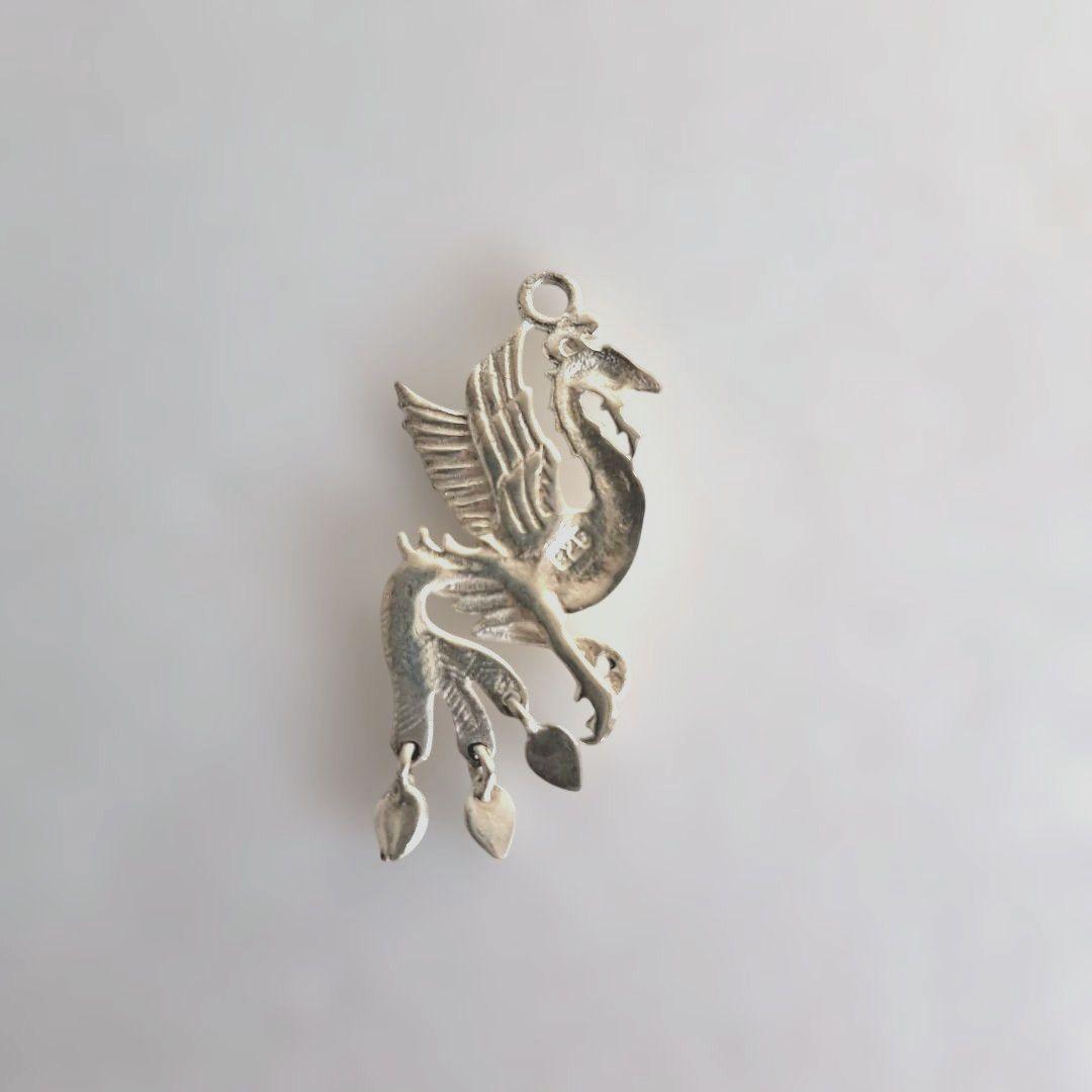 銀製　靴べら　シルバー925　蓮葉　鳳凰　金魚（ランチュウ）　アンティーク