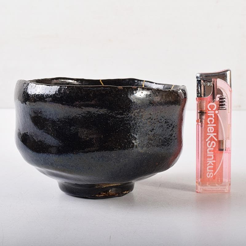 茶道具　楽吉左衛門　十代旦入造　黒楽茶碗　共箱　M　R8075