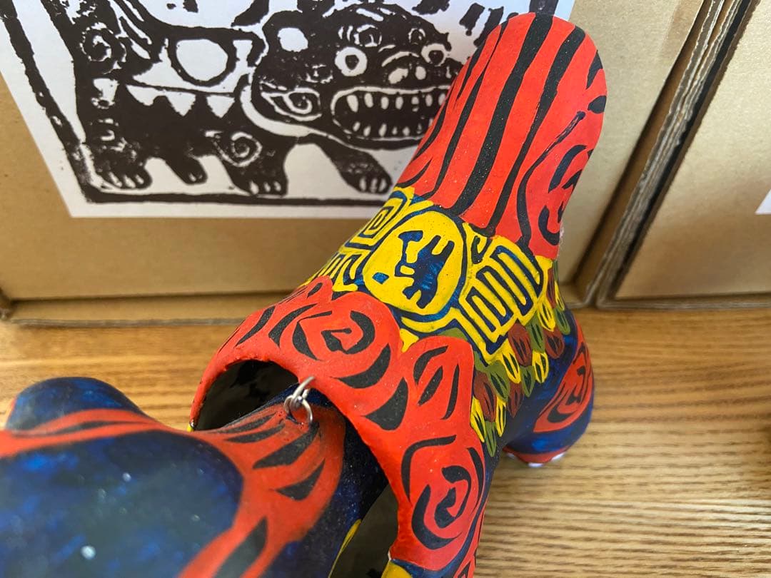 特注品 琉球張子 豊永盛人 ロードワークス シーサー2体セット 阿吽