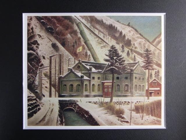 岡鹿之助、【山麓】、希少な画集画、新品高級額 額装付、状態良好