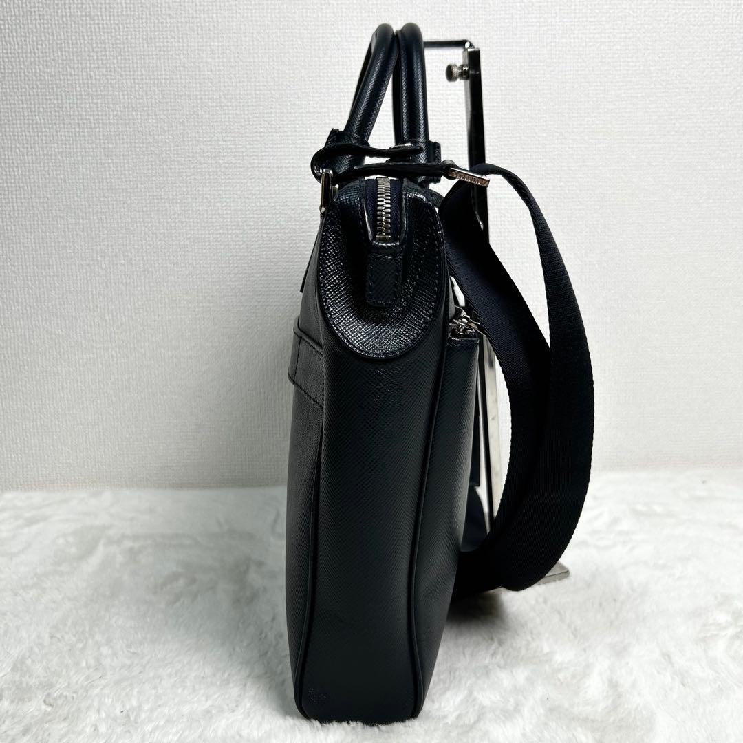 SERAPIAN サフィアーノレザー　牛革　2way ビジネスバック　紺色